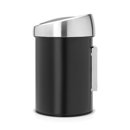 Touch Bin (seinälle) mattaharjatulla teräskannella, muovinen sisäämpäri 3 L musta
