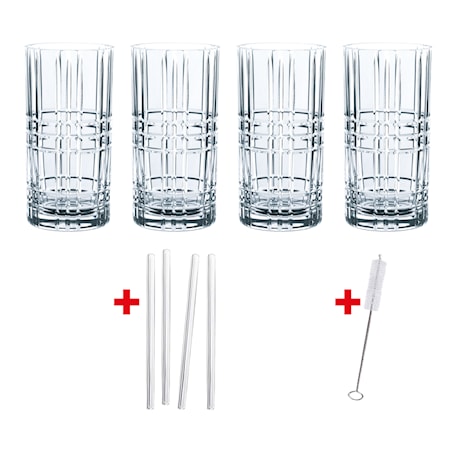 Feel Good Longdrink-lasi 44,5 cl 4-pakkaus + Pillit
