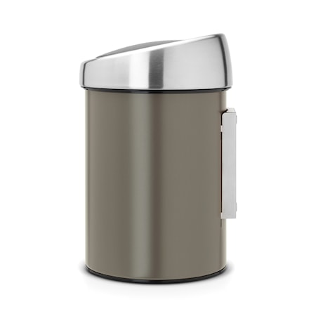 Touch Bin (seinälle) mattaharjatulla teräskannella, muovinen sisäämpäri 3 L Platinum