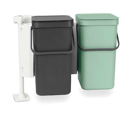 Sisäänrakennettu jätejärjestelmä Sort & Go 2x12 L, Tummanharmaa & Jade Green