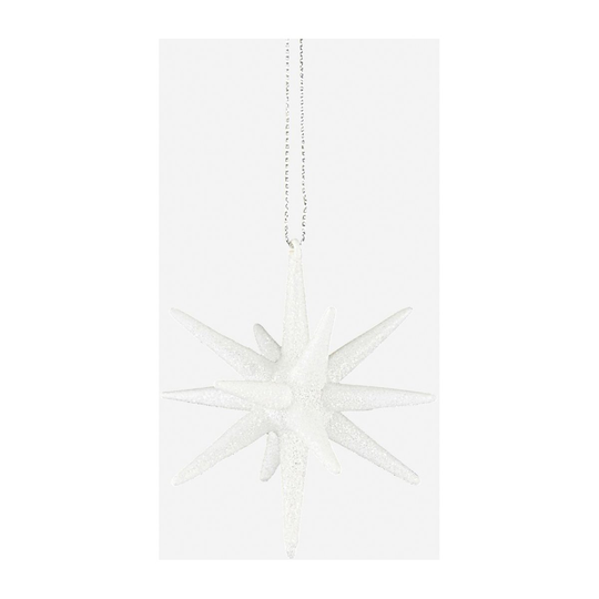 Spike joulukoriste Ø7,5 cm Valkoinen-glitter