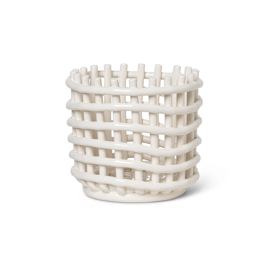 Ceramic punottu kori Ø 16 cm Off white