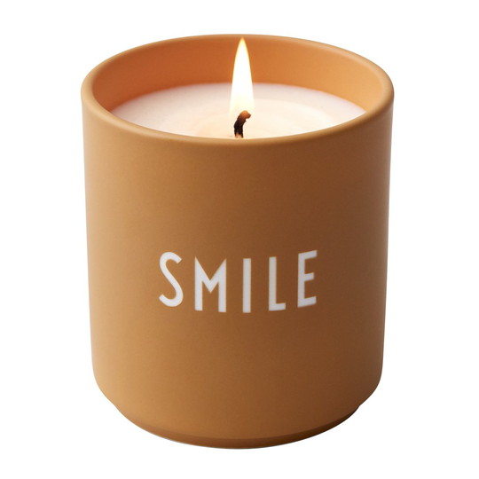 Design Letters tuoksukynttilä Ø8 cm Smile-mustard