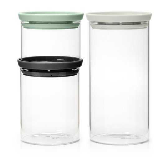 Brabantia lasipurkki 3 kpl Musta-harmaa-vihreä