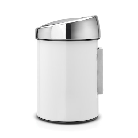 Touch Bin (seinälle) kiiltäväksi harjatulla teräskannella, muovinen sisäämpäri 3 L valkoinen