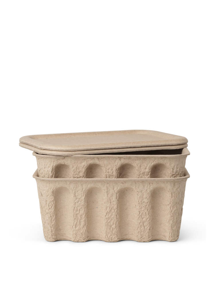 Ferm Living - Paper Pulp Box Set of 2 Small - Brown (1104263132)