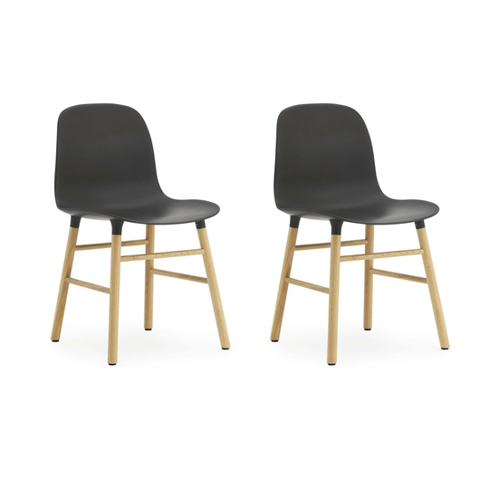 Form Chair tuoli Jalat tammea 2 pack musta-tammi