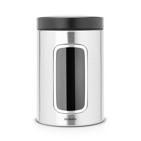 Brabantia säilytyspurkki ikkunalla 1,4 l matt steel