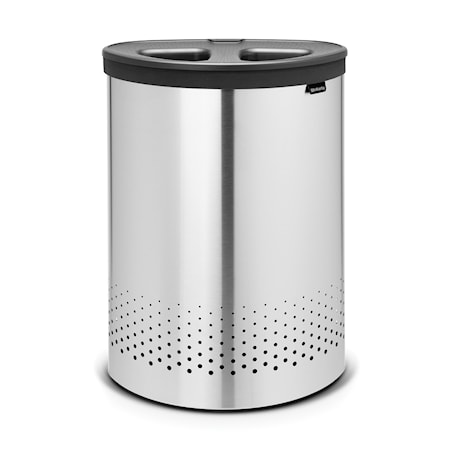 Pyykkikori 2 lokerolla / tummanharmaalla muovikannella 55 L Mattaharjattua terästä