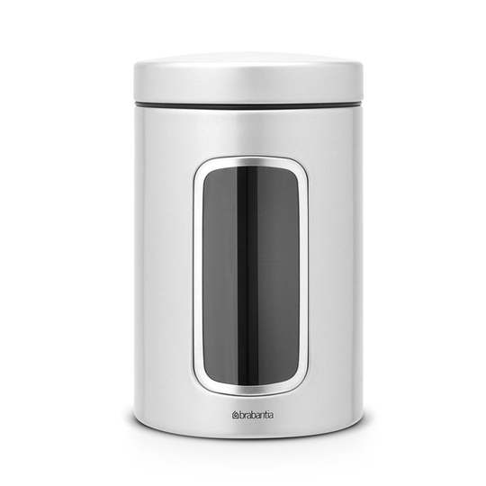 Brabantia säilytyspurkki ikkunalla 1,4 l metalli harmaa