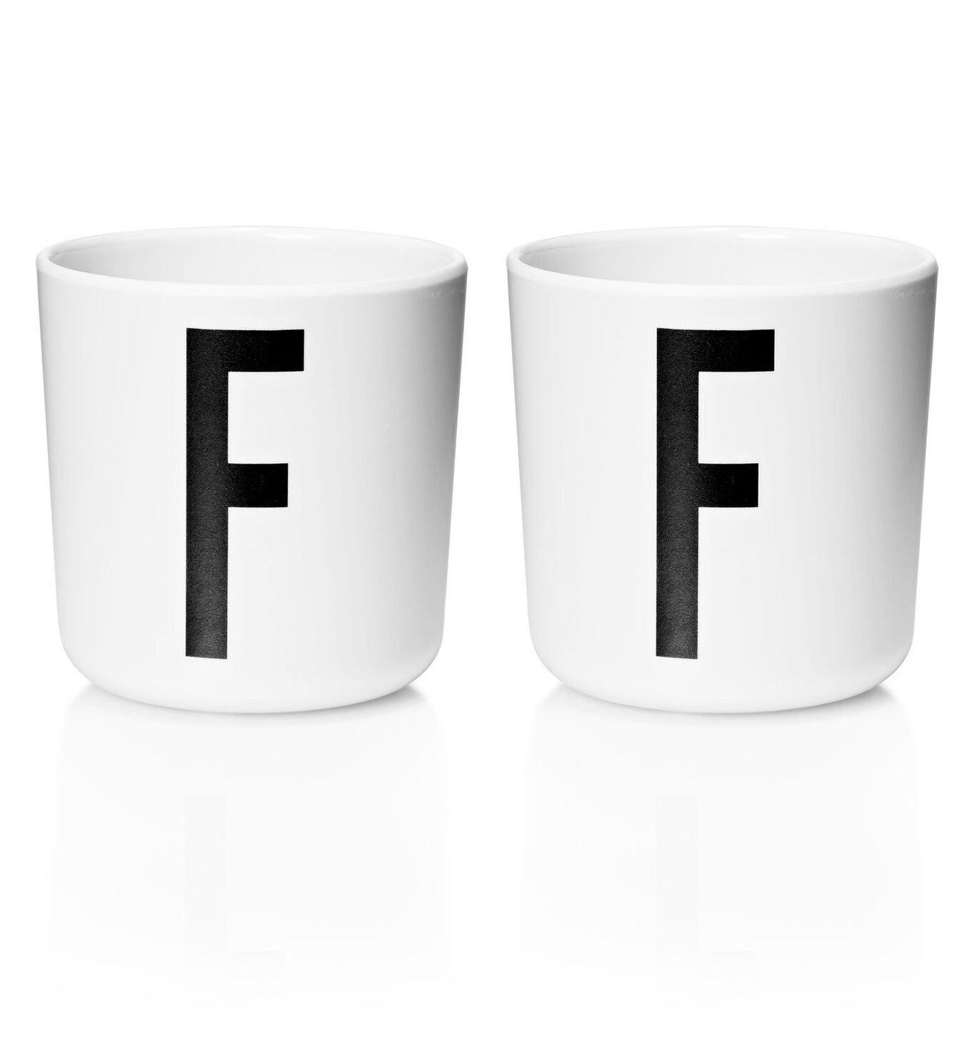 ​Design Letters - Personal Melamine Cup F - 2 pcs - White -(Bundle)
