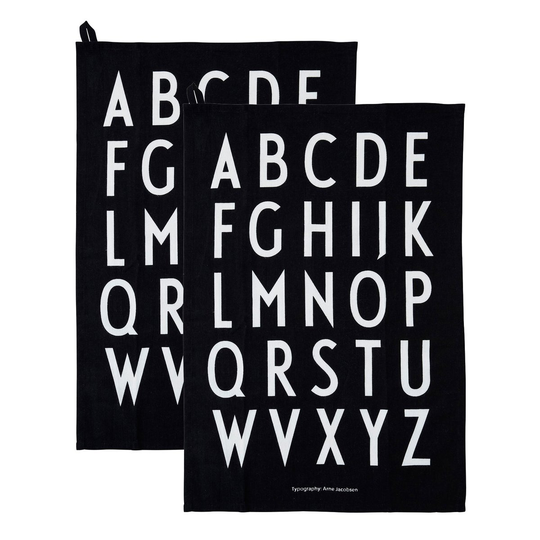 Design Letters keittiöpyyhe 40 x 60 cm 2-pakkaus Musta