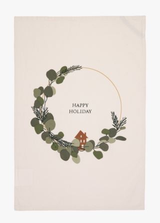 Happy Holiday keittiöpyyhe moniväri
