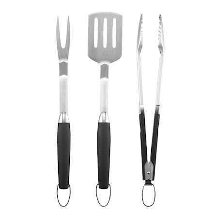 BBQ setti 3 kpl Pihdit 50,2 cm, paistinlasta 51,5cm, haarukka 52cm ruostumatonta terästä