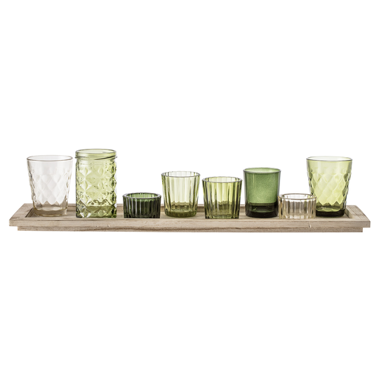 Bloomingville - Sanga Tray w/Votive - Green - Set of 9 (27405302)