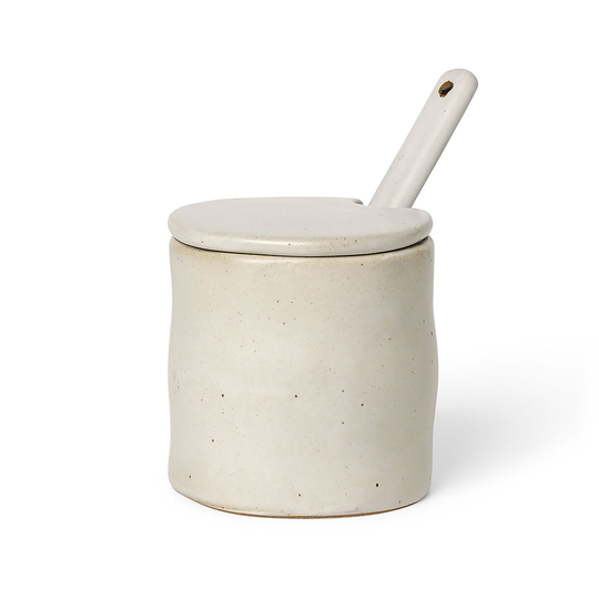 Flow hillopurkki lusikalla Off-white speckle