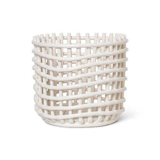 Ceramic punottu kori Ø 23,5 cm Off white