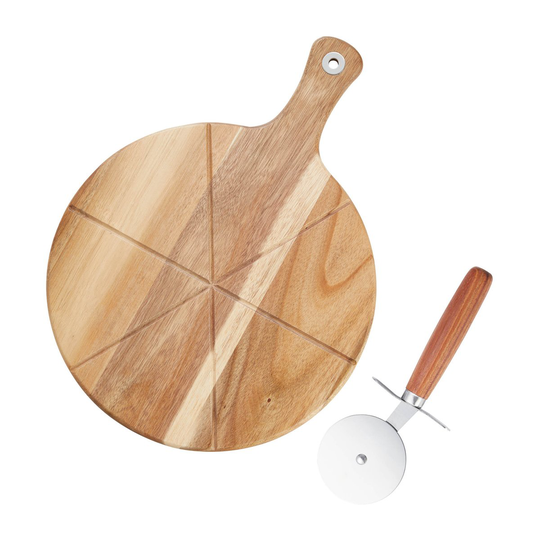Sade pizzasetti pizzapyörä leikkuulauta Ø32 cm Akacia