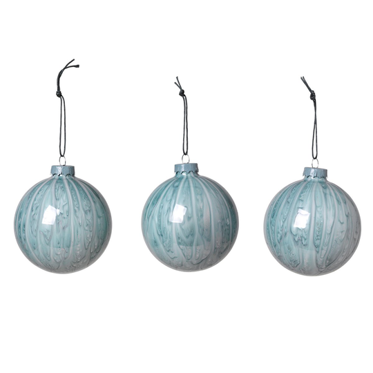 Marble joulupallo, 3-pakkaus Pastel blue