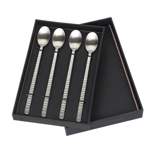Hune pitkä lusikka, 4-pakkaus Brushed satin hammered
