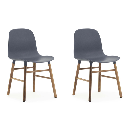 Form Chair tuoli saksanpähkinäjalat 2 pack sininen-saksanpähkinä