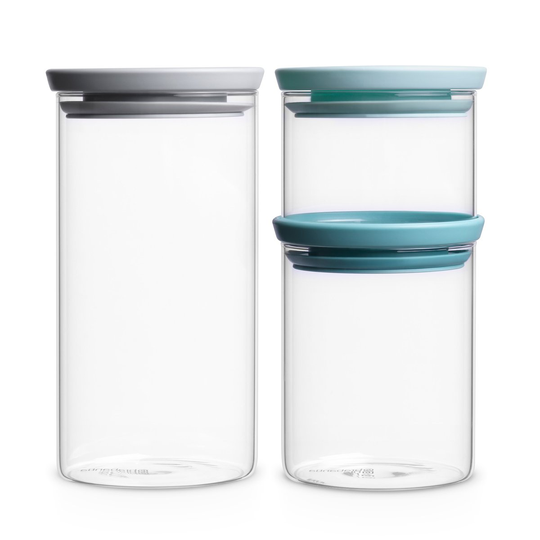 Brabantia lasipurkki 3 kpl harmaa-sininen