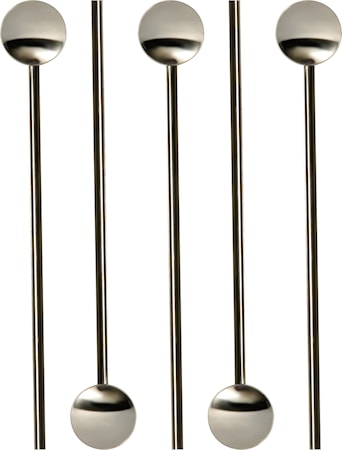 Cocktaillusikka pillillä 6 pack 20cm