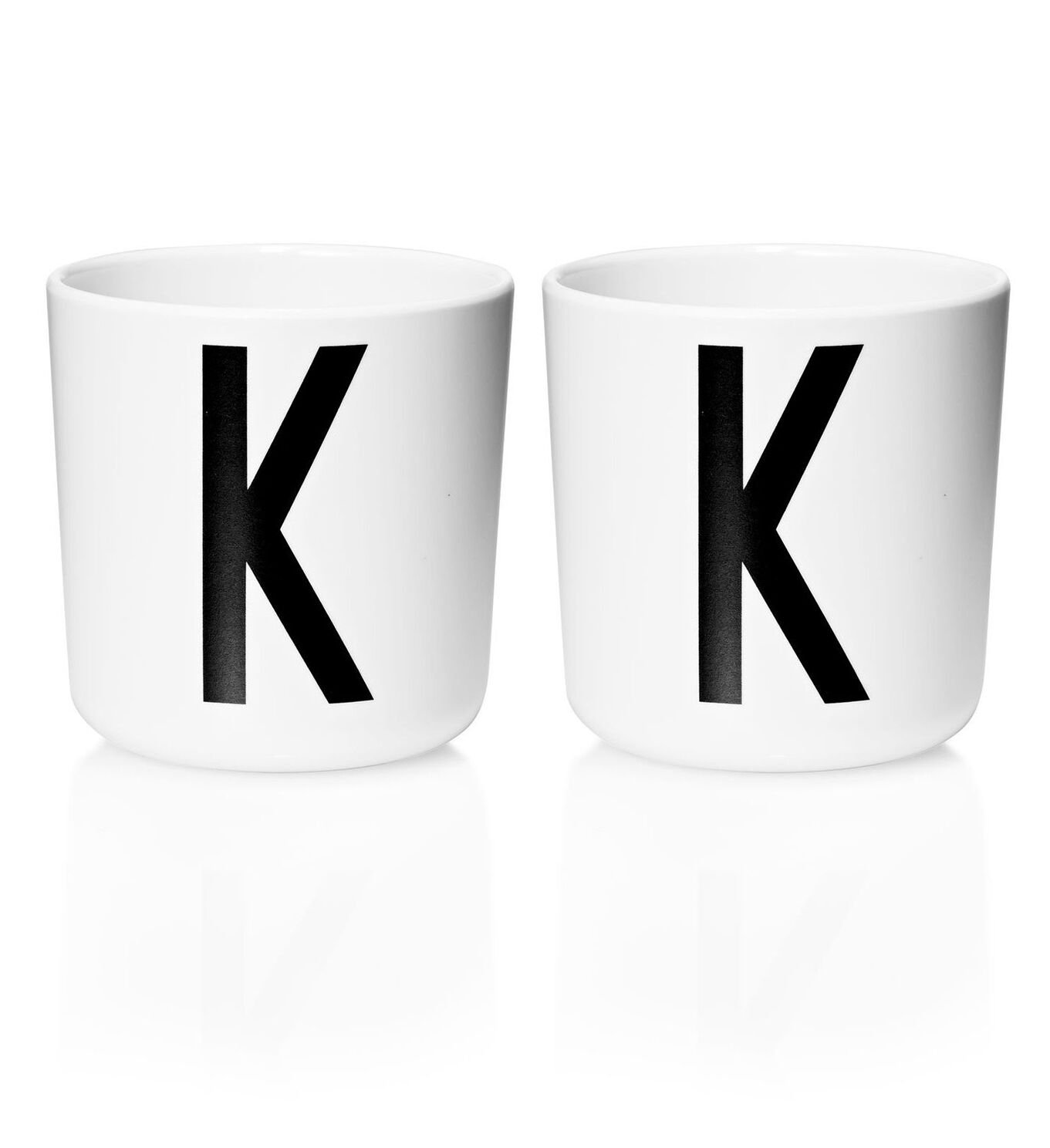 ​Design Letters - Personal Melamine Cup K - 2 pcs - White (Bundle)