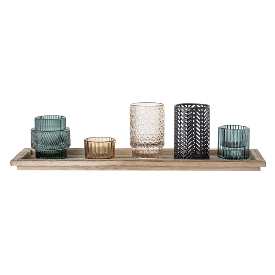 Bloomingville - Sanga Tray w/Votive - Blue/Nude - Set of 6 (82047622)