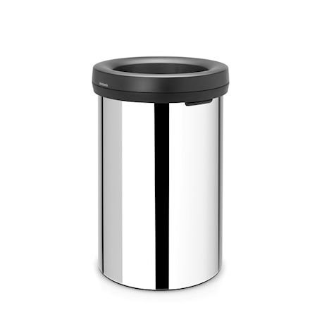 Open Top Bin, musta rengas, ei sisäsankoa 60 L Kiiltäväksi harjattua terästä