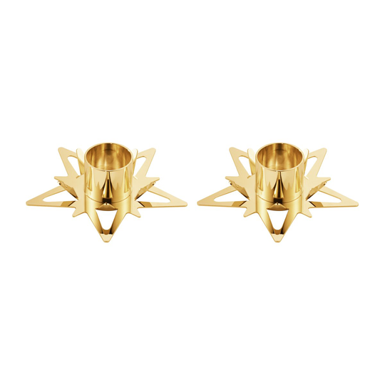 Classic christmas star kynttilänjalka Ø9 cm 2-pack Kulta