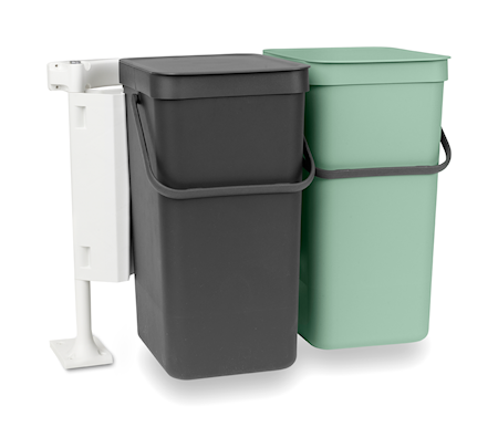 Sisäänrakennettu jätejärjestelmä Sort & Go 2x16 L, Tummanharmaa & Jade Green