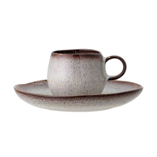 Sandrine espressokuppi aluslautasella Vaaleanharmaa