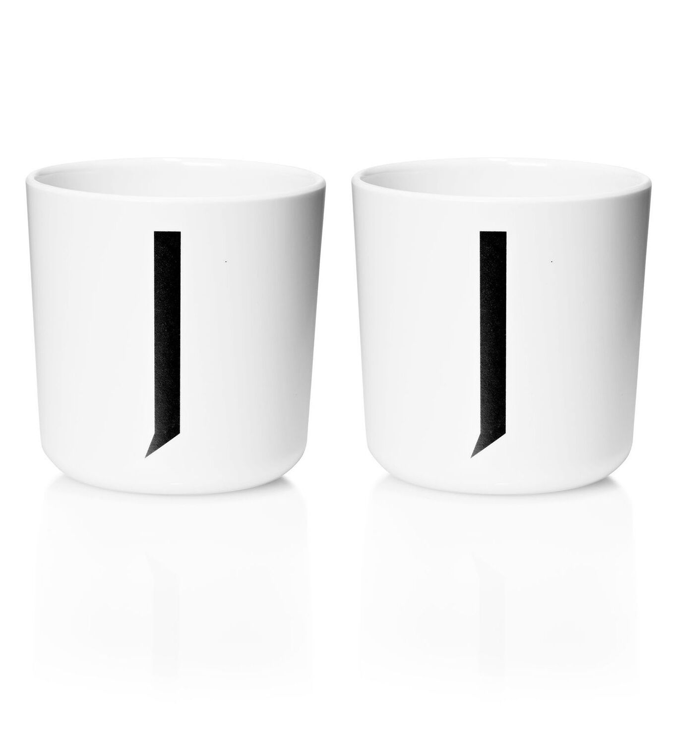 ​Design Letters - Personal Melamine Cup J - 2 pcs - White -(Bundle)