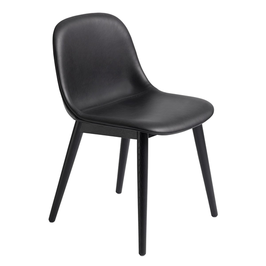 Fiber Side Chair tuoli Black leather-black