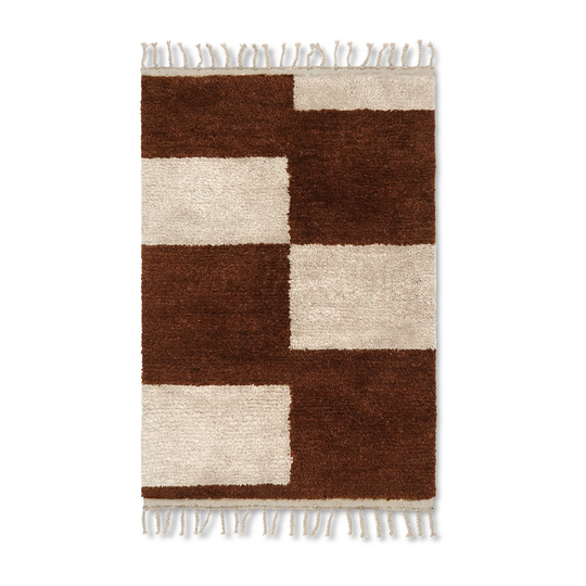 Mara käsinpunottu matto 80x120 cm Dark Brick-off-white