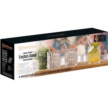 Feel Good Tumbler-lasi 34 cl 4-pakkaus + Pillit